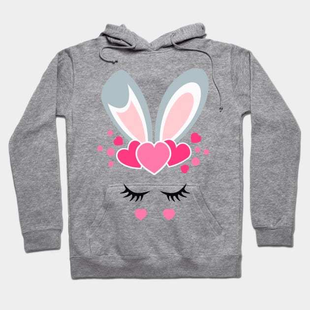 Girls Women Teens Easter Bunny Face Easter Egg Hunt Hoodie by craiglimu